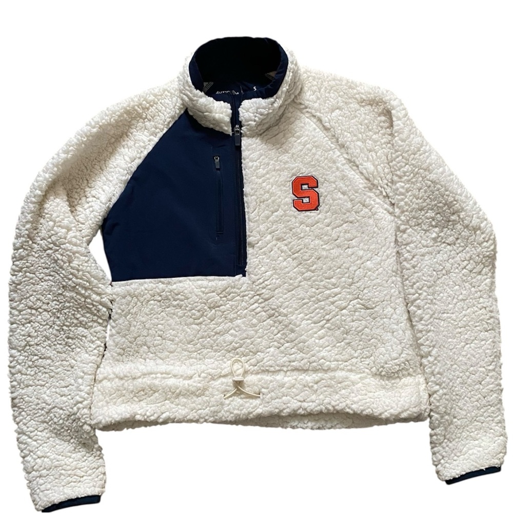 Syracuse Ivory Sherpa Pullover Jacket by Antigua S Small Go Orange